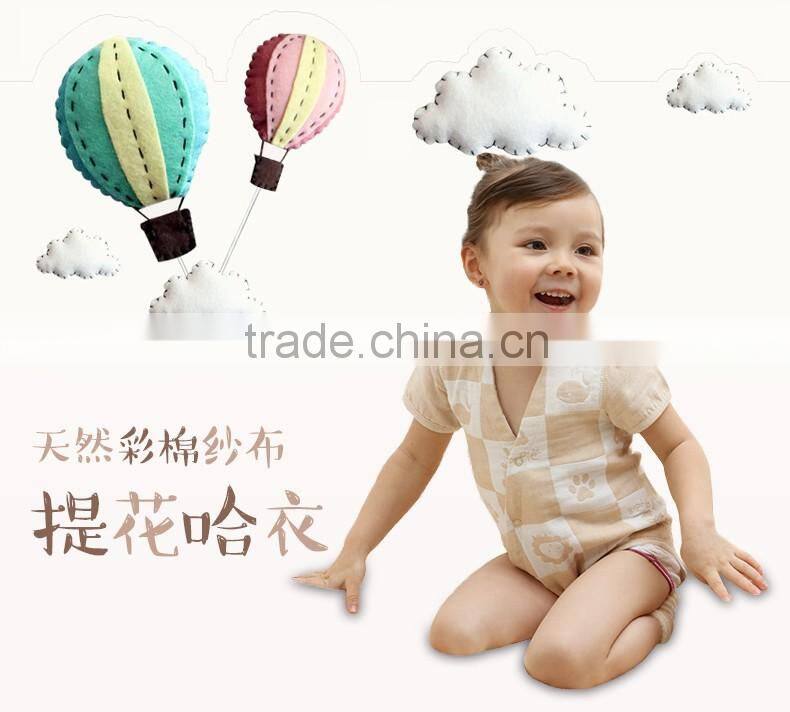 GOTS organic cotton baby clothes short sleeve gauze knitted newborn baby Jumpsuit for summer