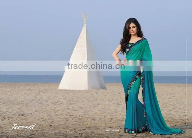 Casual Cream Georgette Designer Saree For Sale Online