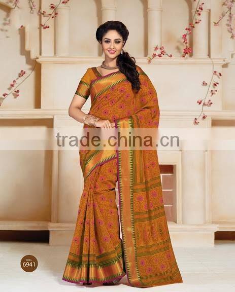 Rust Cotton Silk Saree