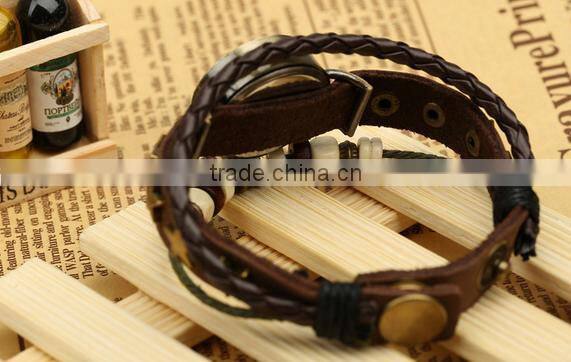 Fashion faux leather bracelet watch Students bracelet manly leather bracelets