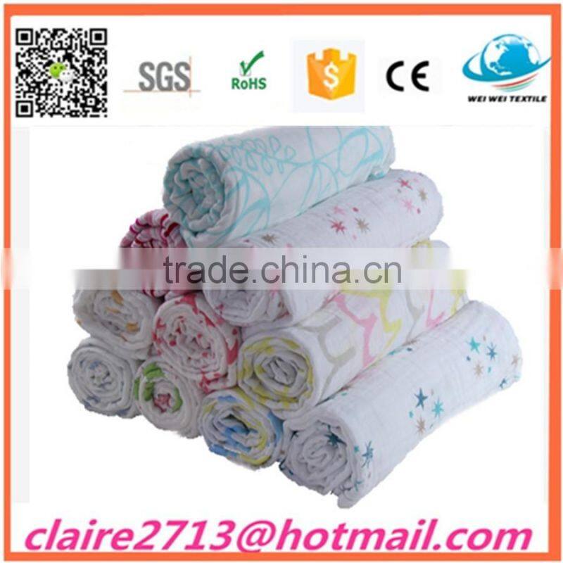 Custom print black and white Muslin Swaddle Baby Receiving Blanket, 100% cotton