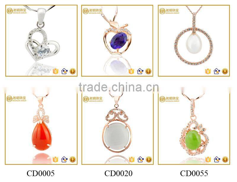 Beautiful rhinestone necklaces pendants silver jewelry thailand