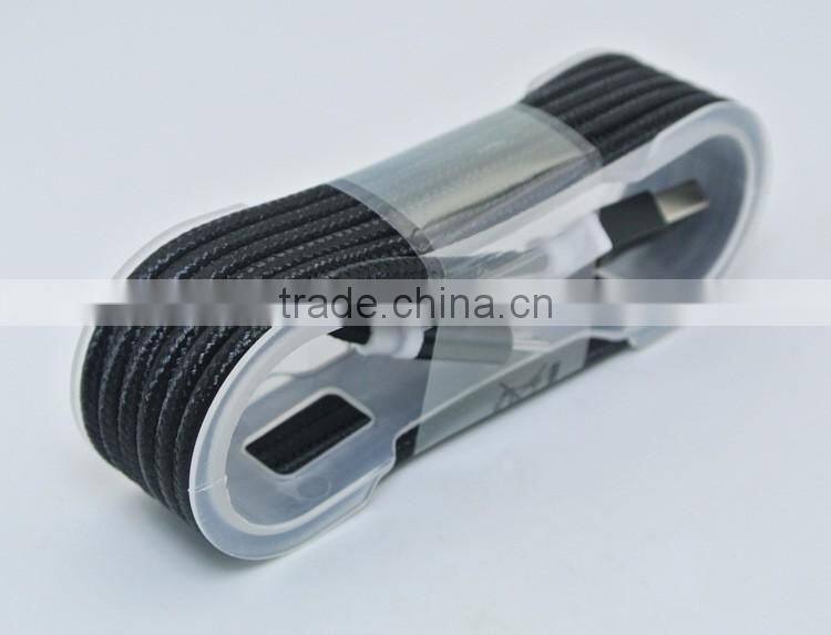 Metal Nylon Woven USB Cable with blister for I6 phone cable OD 3.5mm