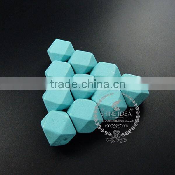 20*20*20mm painted color light green wood beads polyhedron beads DIY findings supplies 3000045