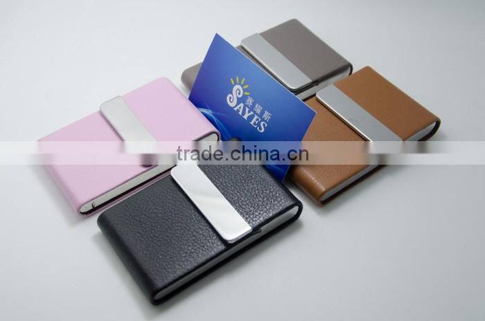 Vertical leather credit card case for business cards