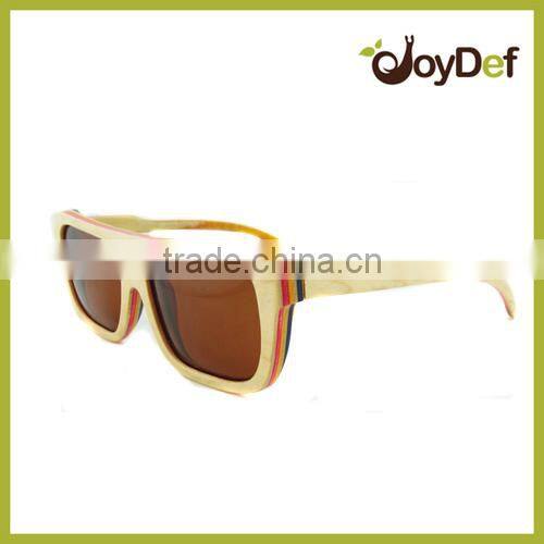 recycle skateboard wood sunglasses, wood sunglasses, colorful wooden frame GA076