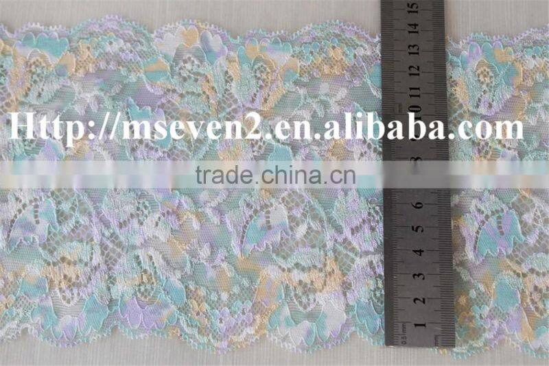 beautiful colorful african lace trimming elastic tulle fabric 100% nylon lace