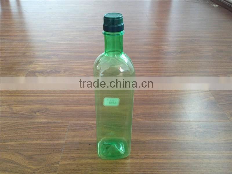 High quality pet cooking oil bottle size for chicken 1000ml square shape green color