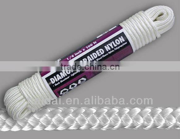 White color 6mm braided nylon rope