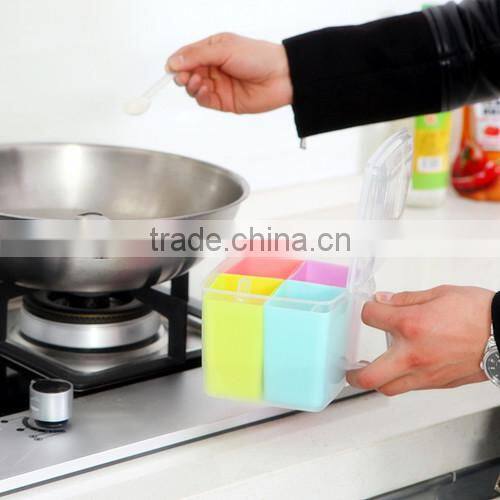 4 Spice Shaker Seasoning Bottle Jar Condiment Storage Container Kitchen Food Box