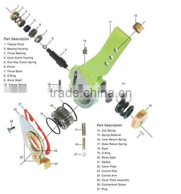 OEM 5010216844 Air Brake Adjuster Truck Trailer Spare Parts With 27 Spline Teeth