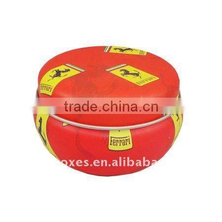 small round red candle tin ( I121 )