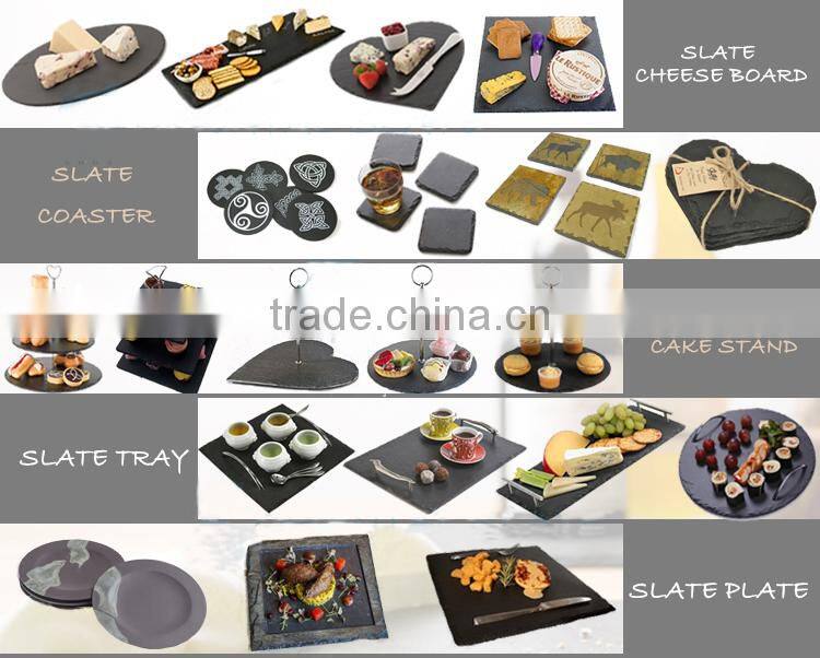 convenient black slate stone serving tray/plate/cup dinnerware