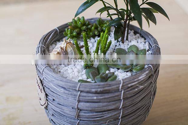 Natural handmade gardening pots container small wicker baskets