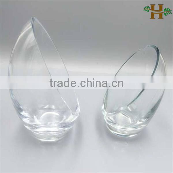 handblown cut bevel glass candle holder