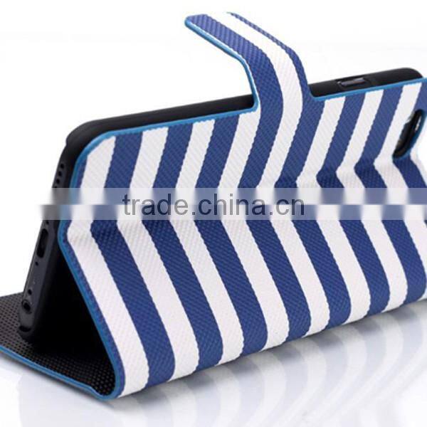 Stripe flip wallet leather case, smart phone leather case for iPhone6
