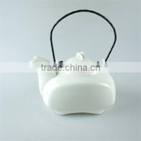 Elegant white pumpkin ceramic teapot with cheap price in stock