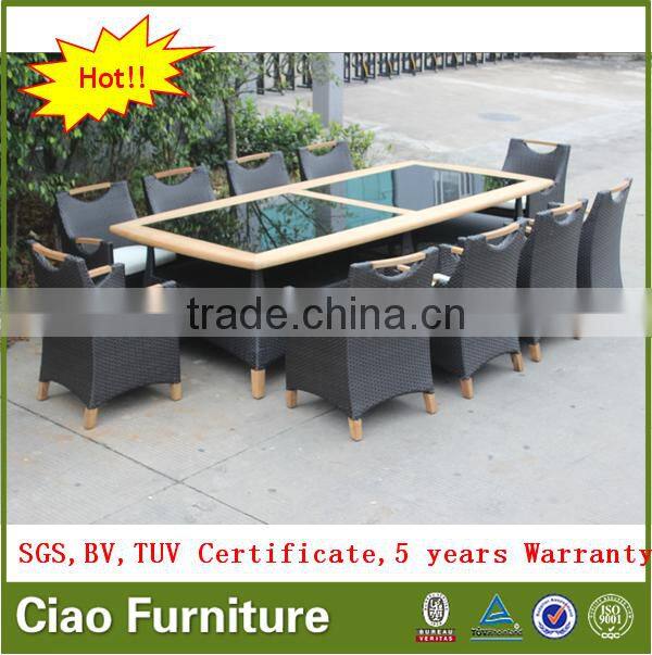 Rattan and teakwood furniture outdoor 10 seater dining table