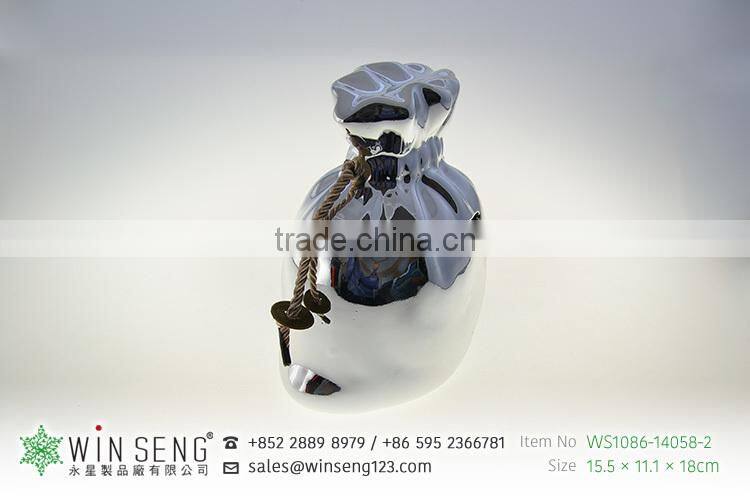 cheap silver bag shaped ceramic smooth gift piggy bank for decoration