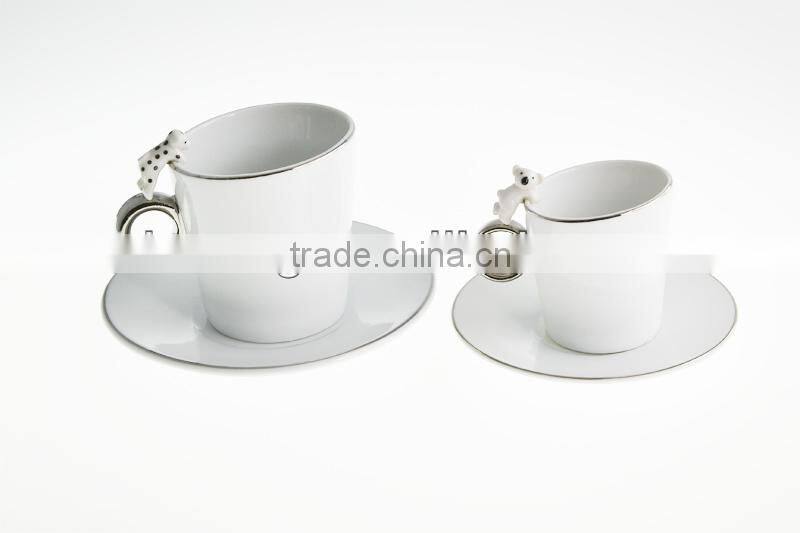 China Supplier Porcelain Simple And Modern Style White Mug And Saucer 2sets WS190-3149-1464C 2/s