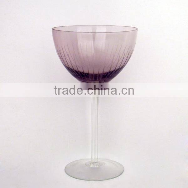Purple Wine Glass With Clear Stem