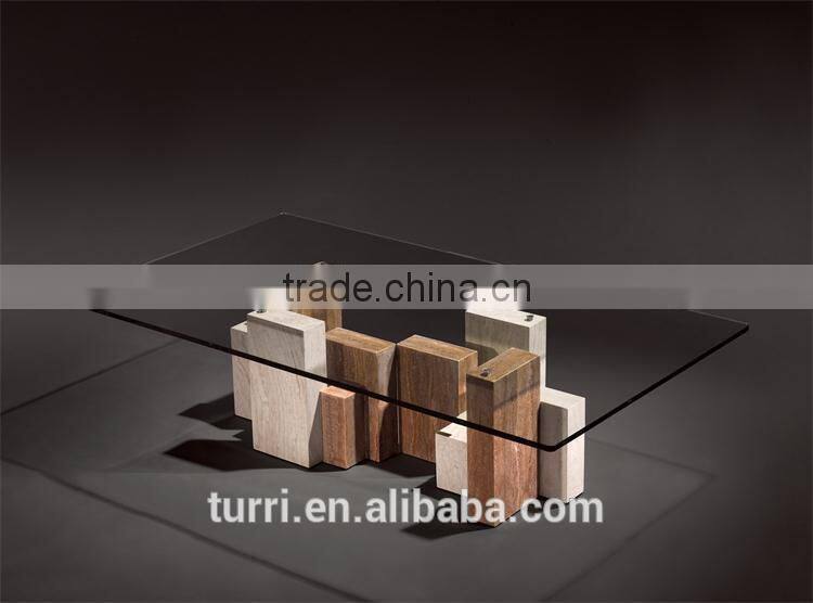 Italian Style travertine glass top Home coffee table