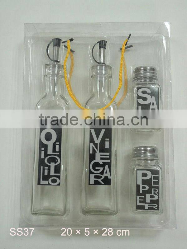 4 pcs glass kitchenware canister oil & spice set