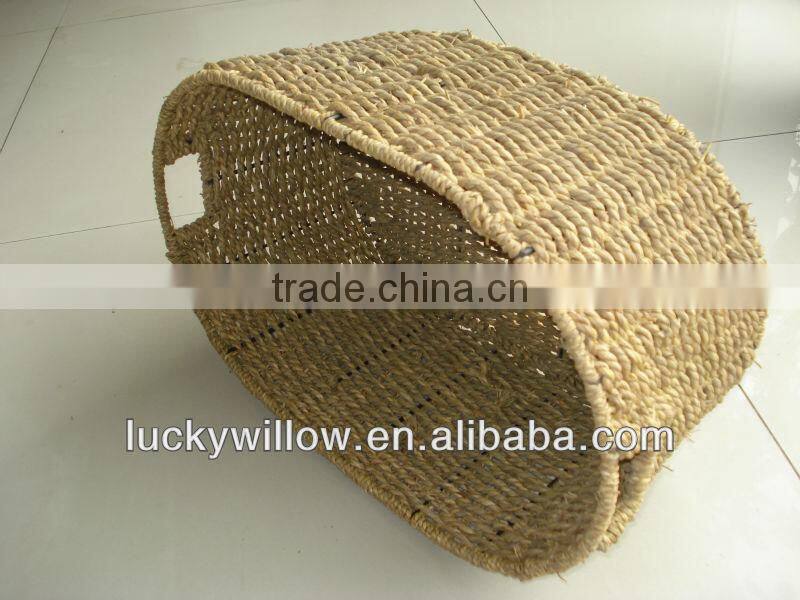 oval waterweeds/straw storage basket with handle