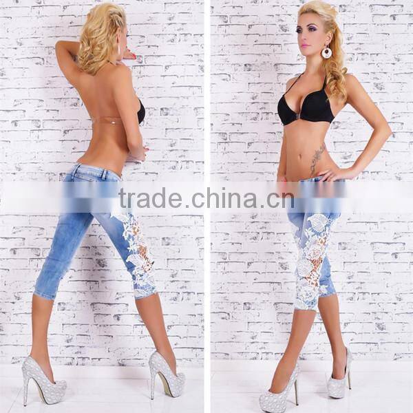 Europe style sexy lace jeans women short pants