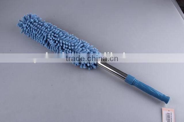 Chenille fabric microfiber duster with stainless steel telescopic rod and plastic handle
