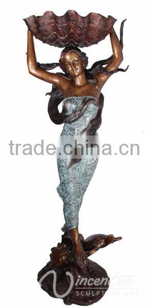 landscape garden decorations bronze metal woman pouring water statue