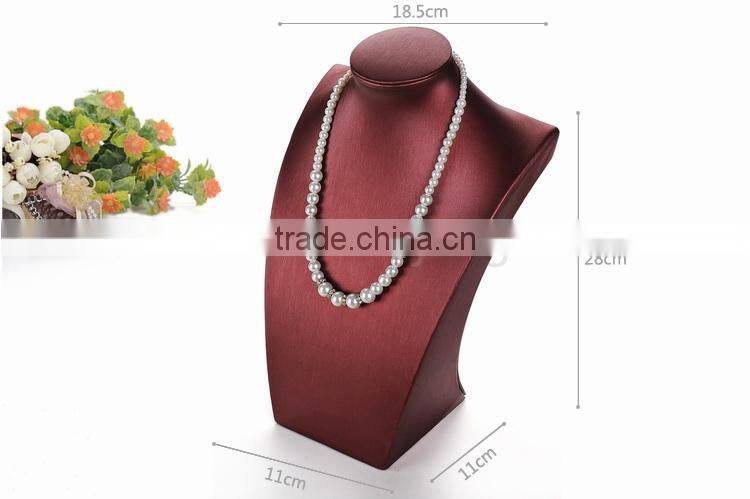 Red leather wood jewelry display neck stands