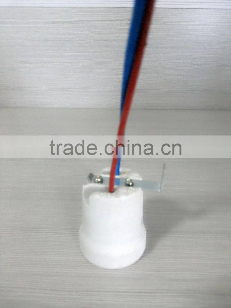 F519 E27 ceramic lamp holder with red and blue silicon wire