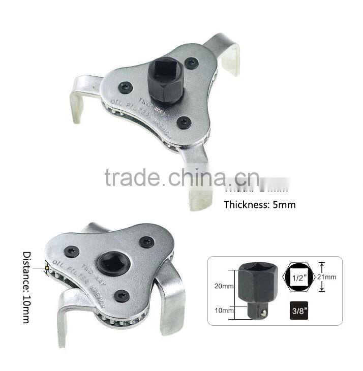 1/2 drive auto adjust 2 Ways 3 Jaw round chrome plated flat type oil filter wrench