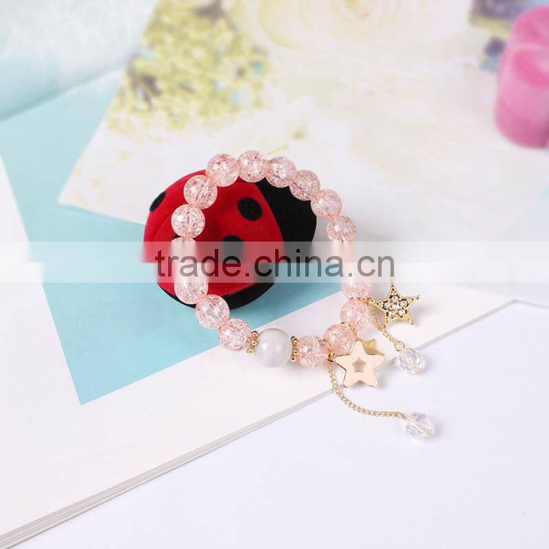 gold rhinestone star charms crystal bead bracelet