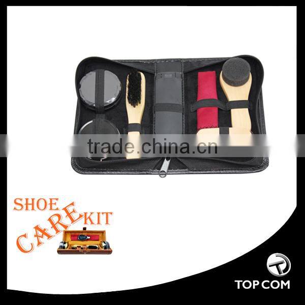 black shoe polish PU leather travel shoe shine kits