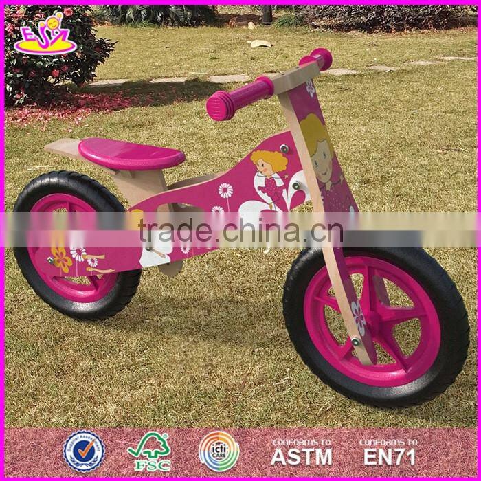 2017 New design original work wooden girls balance bike for toddlers W16C173