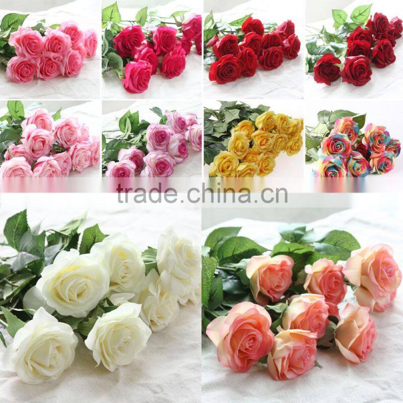 10 Head Decor Rose Artificial Flowers Silk Flowers Floral Latex Real Touch Rose Wedding Bouquet Home Party Design Flowers