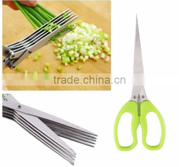 7.5"Professional Stainless Steel 5 Blades Kitchen Herb Scissors With Comb