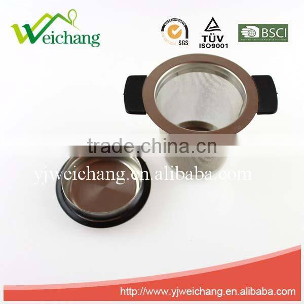 WCJ447 Tea Strainer Steeper Infuser Brew-in-mug Extra-fine Mesh with Lid Best for Infusing and Steeping Loose Leaf Teas Herbs S