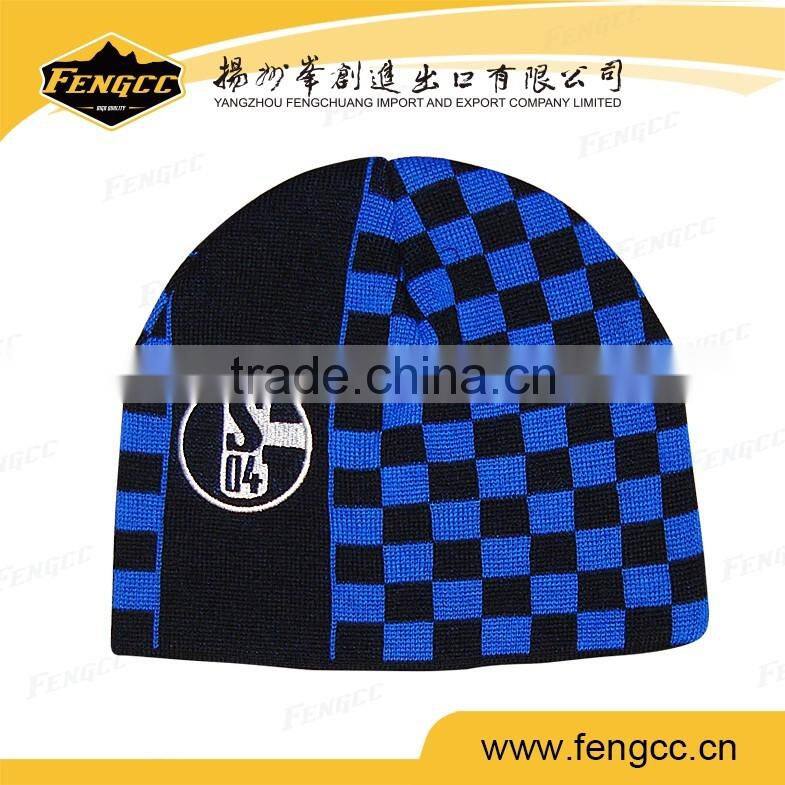 Jacquard acrylic snow wither football team sport beanie racing knitted hat