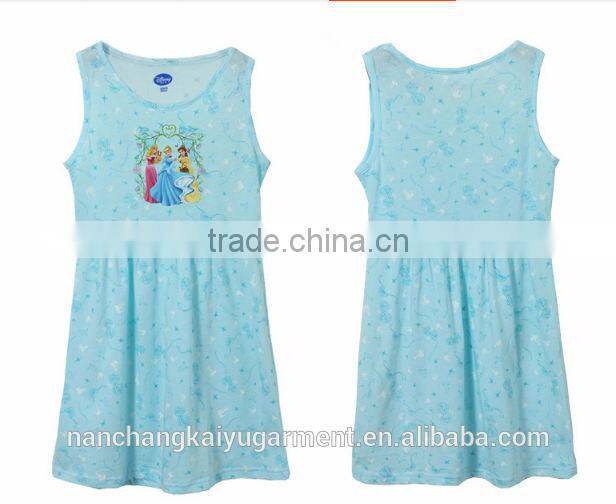 little girl cartoon printed 100% cotton nightgown