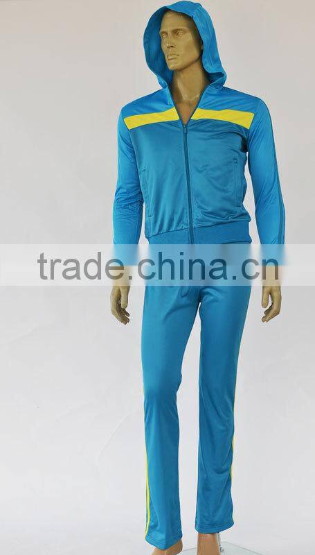 Female sports wear with mesh panel polytricot sets with hood