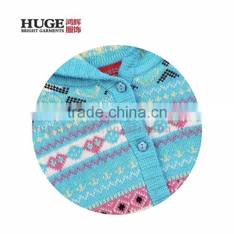 Long Sleeve 100% Cotton Hooded Baby Girl Sweater