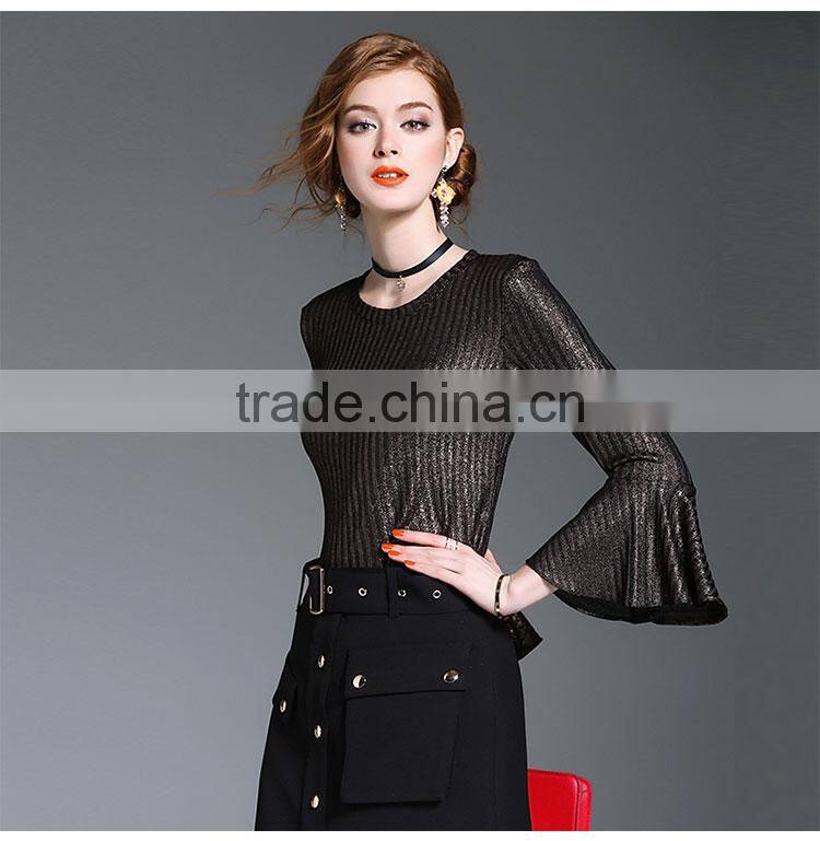 Maxnegio women blouse 2017 Lotus leaf sleeves ladies blouse fashion design