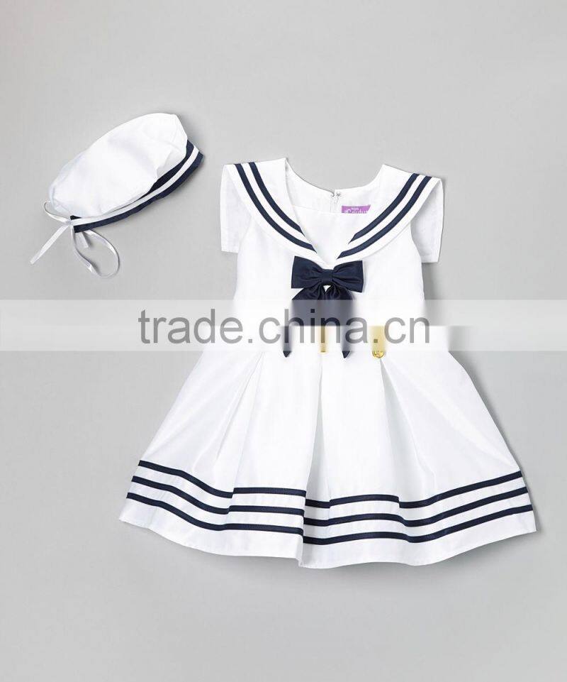 2017 Latest design Hot sale summer wholesale silk tutu baby clothing kids sleeveless baby girl blue stripe dress