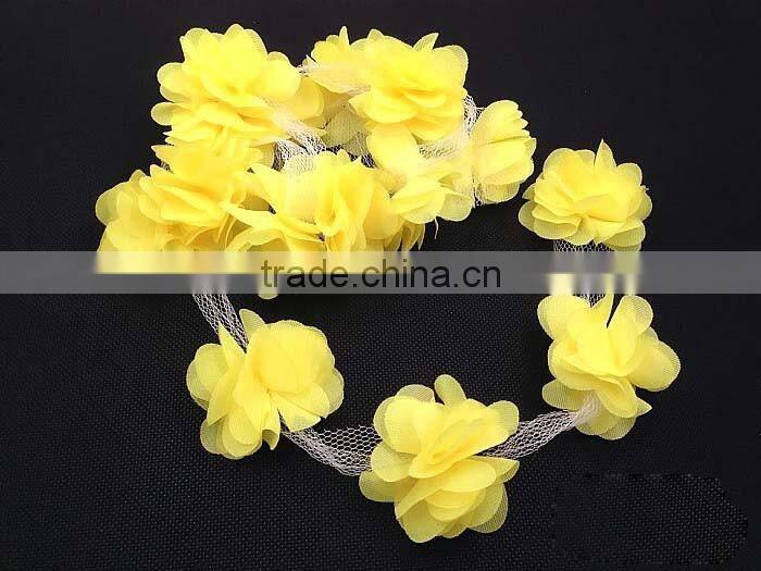handmade multicolor chiffon tulle flower wholesale chiffon fabric flowers for girl dresses or wedding decoration