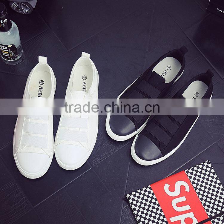 Elastic band man's slip-on breathable casual canvas shoes