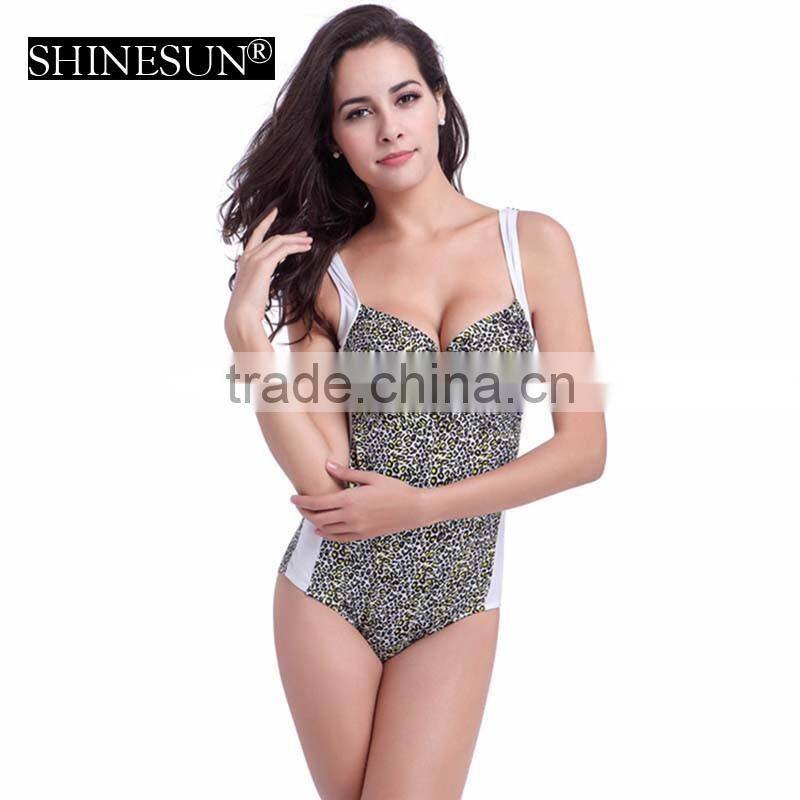 2017 One piece dot printed swimsuit spell color swimsuit swimwear kids girl