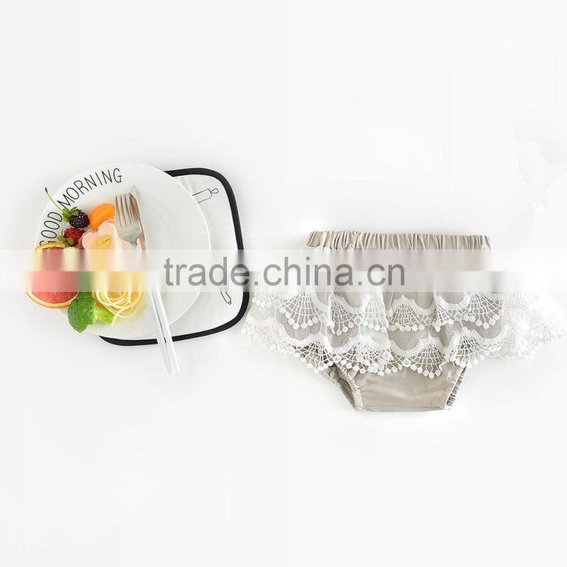 Pure white woven cotton bloomers double chiffon mesh tassel china manufacture product